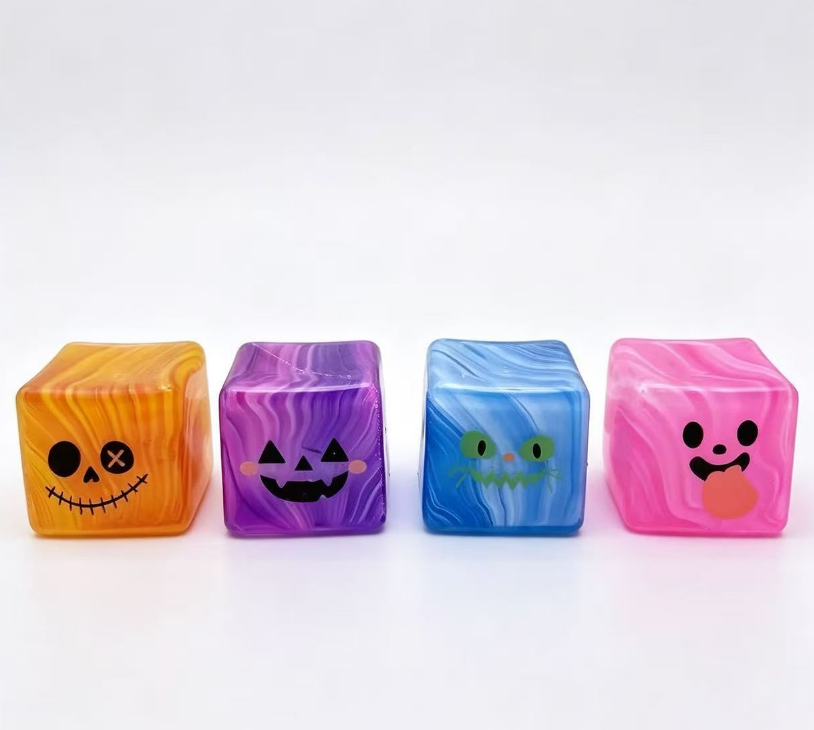 Halloween Stress cubes Squishy Toys for Adults Kids – Slow Rise Sugar Ball Sensory Fidget, Love Shape Squeeze Toy for Anxiety Relief & Hand Exercise