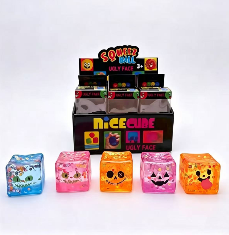 Halloween Stress cubes Squishy Toys for Adults Kids – Slow Rise Sugar Ball Sensory Fidget, Love Shape Squeeze Toy for Anxiety Relief & Hand Exercise