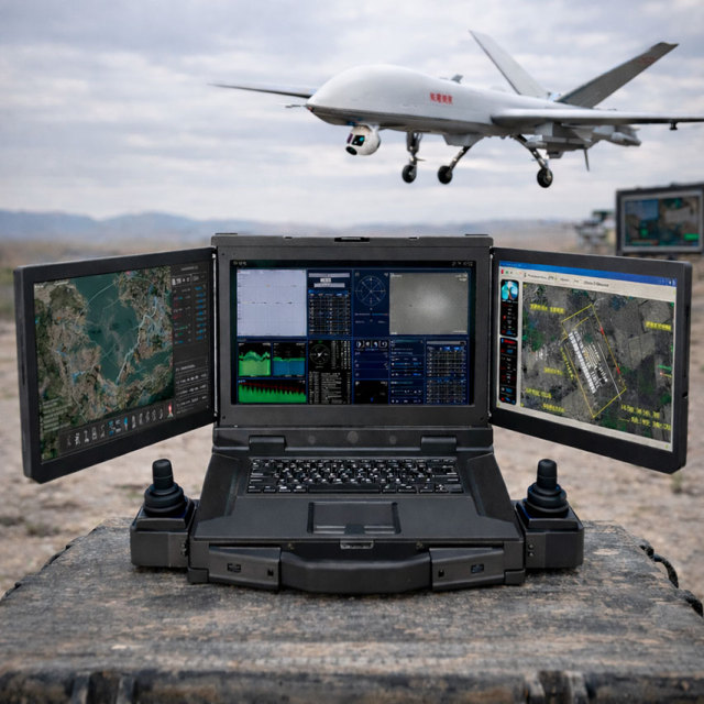VCT3000 Rugged Triple-Screen Mission Control Computer for Unmanned Systems