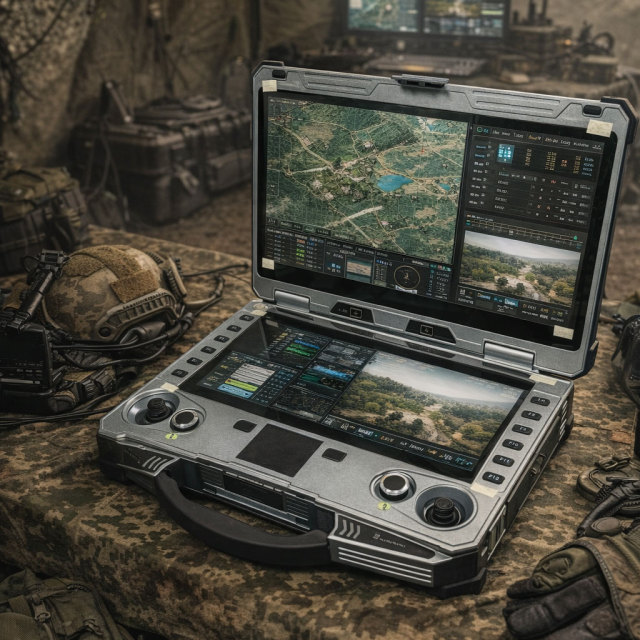 VCT2000 Rugged Dual-Screen Control Computer for Unmanned Systems