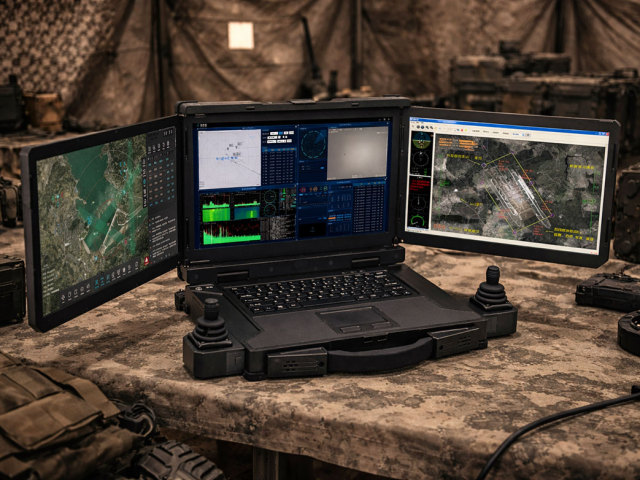 VCT3000 Rugged Triple-Screen Mission Control Computer for Unmanned Systems