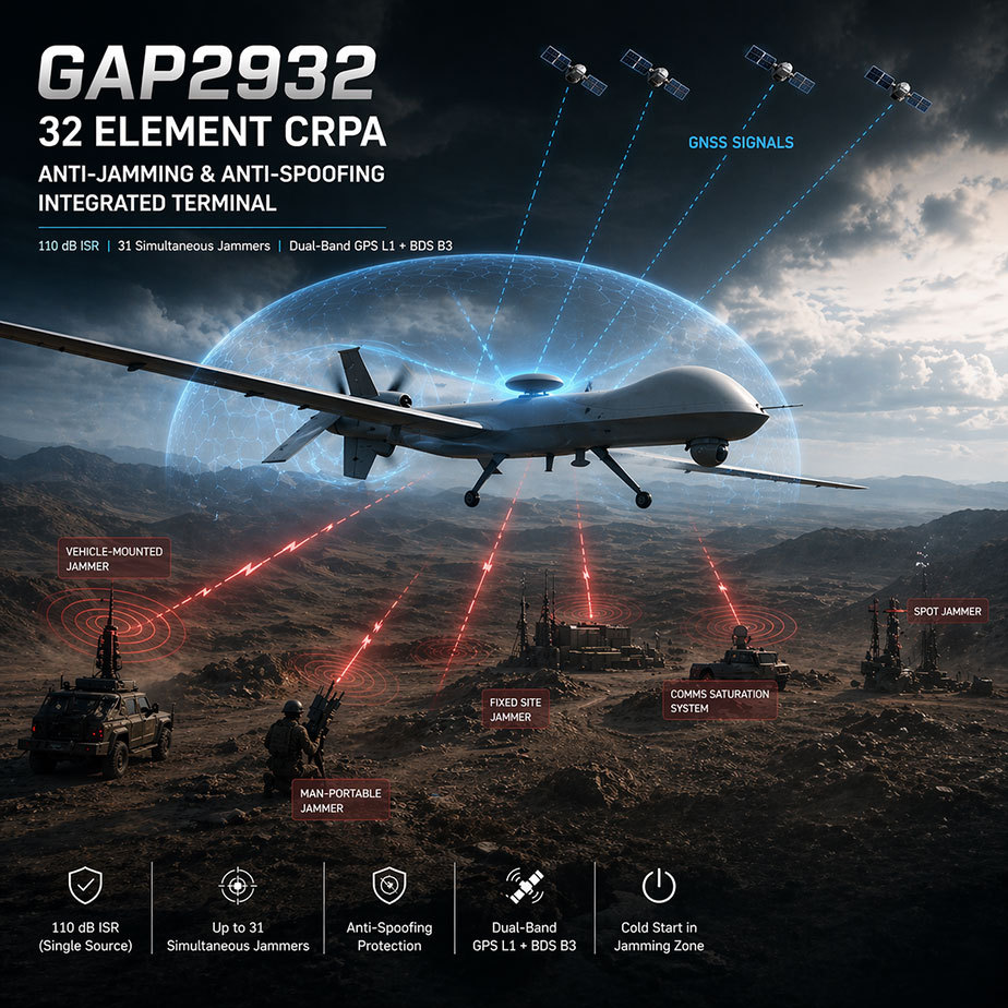 GAP2932 32-Element CRPA GPS Anti-Jamming & Anti-Spoofing Unit