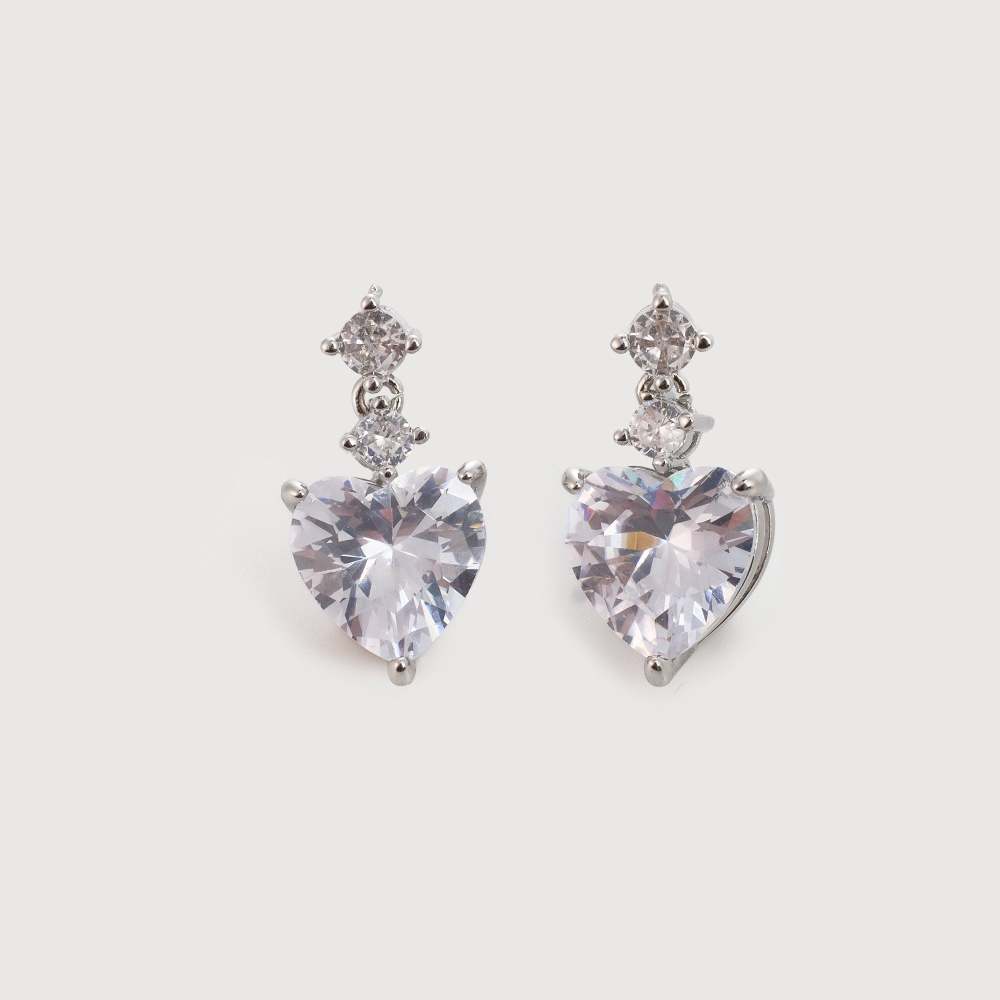 Radiant Heart-Shaped Zirconia Drop Earrings