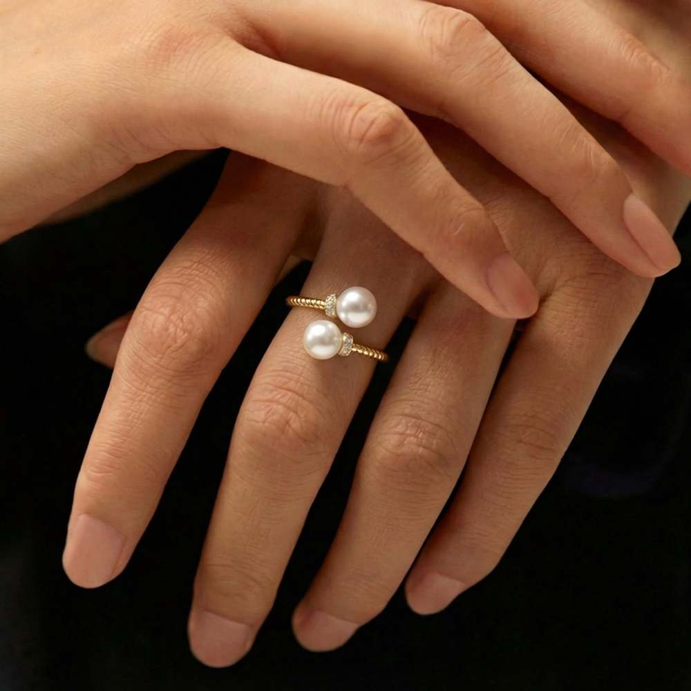 Elegant Dual Pearl Adjustable Ring