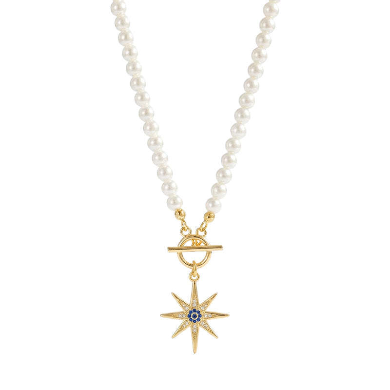 Pearl Chain Star Pendant Necklace