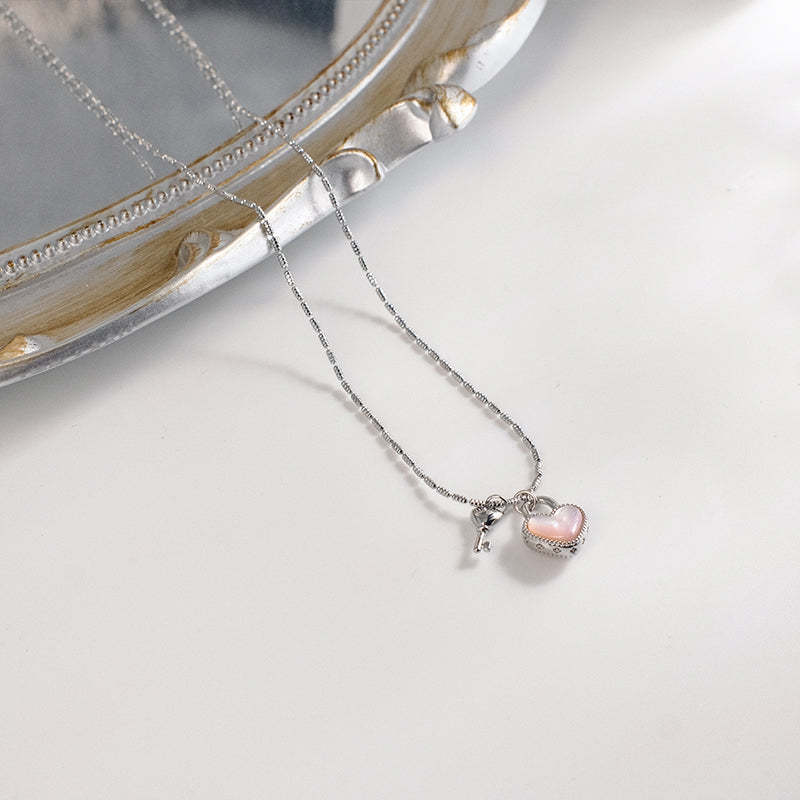 Heart Lock & Key Necklace with Mother of Pearl | Timeless Love Gift for Her