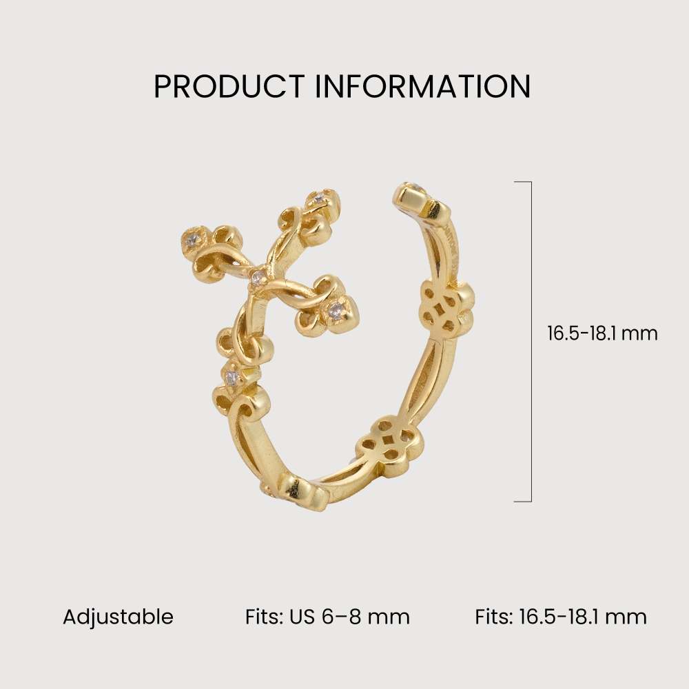 Golden Cross Ring with Diamonds