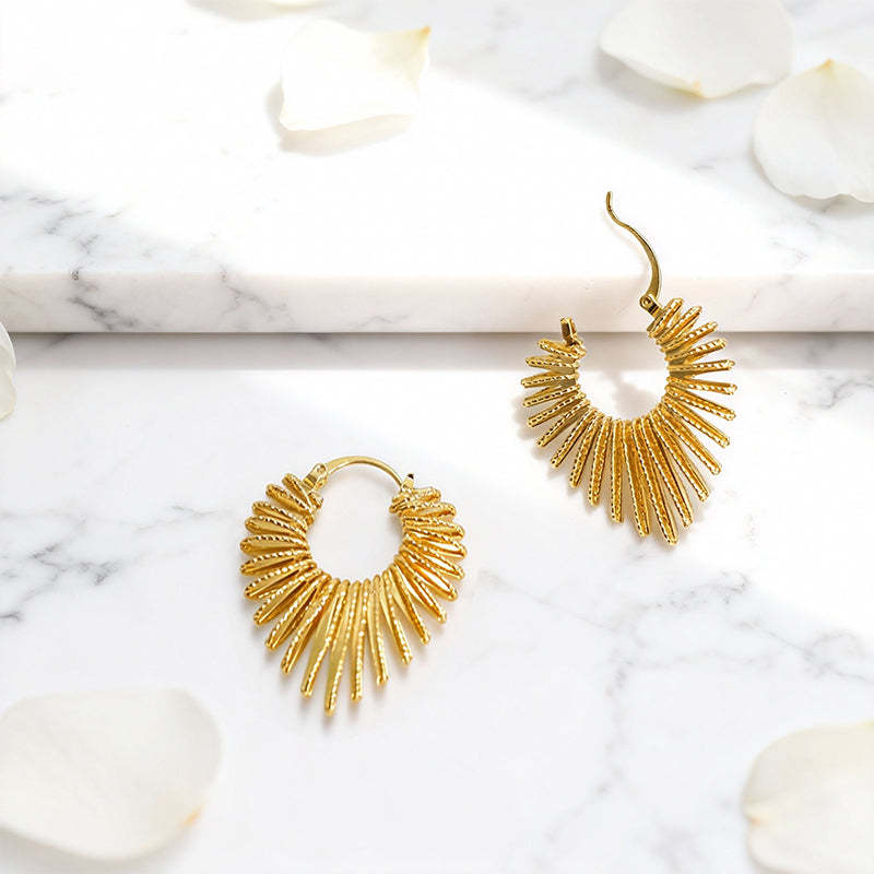 Elegant Gold Heart Drop Earrings with Crystal & Green Zircon