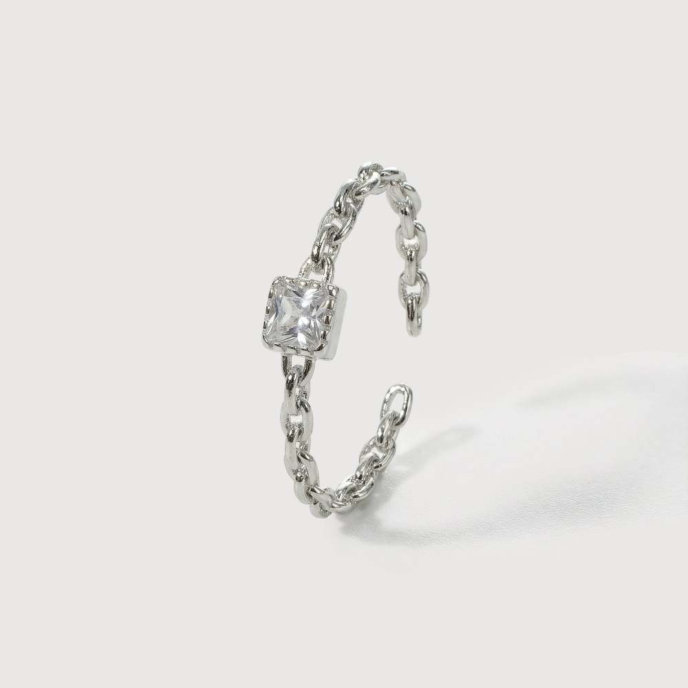Adjustable Square Crystal Ring
