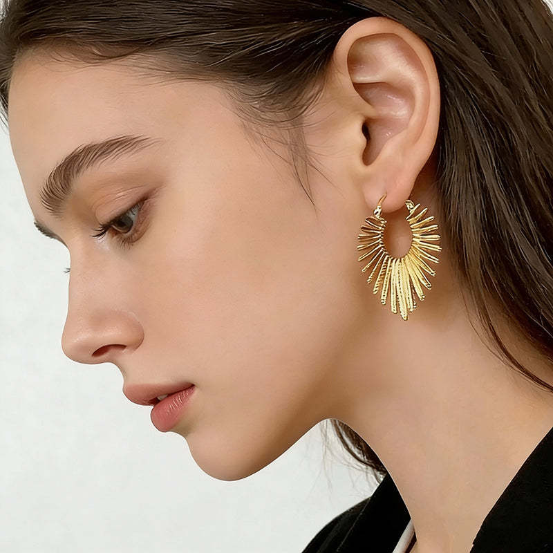 Elegant Gold Heart Drop Earrings with Crystal & Green Zircon