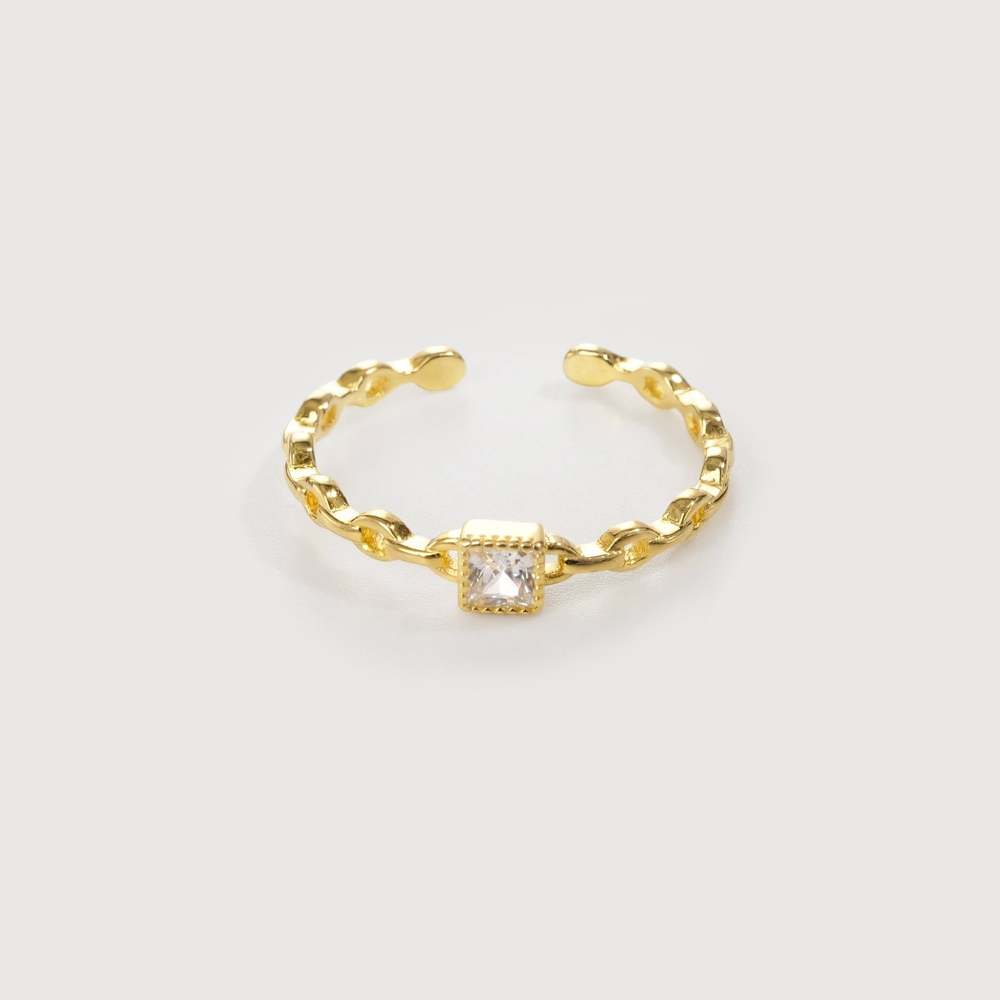 Adjustable Square Crystal Ring