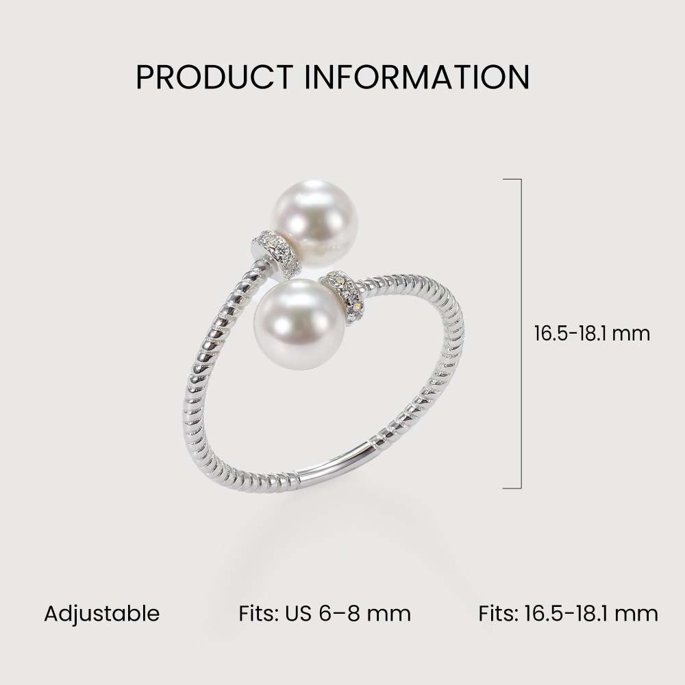 Elegant Dual Pearl Adjustable Ring
