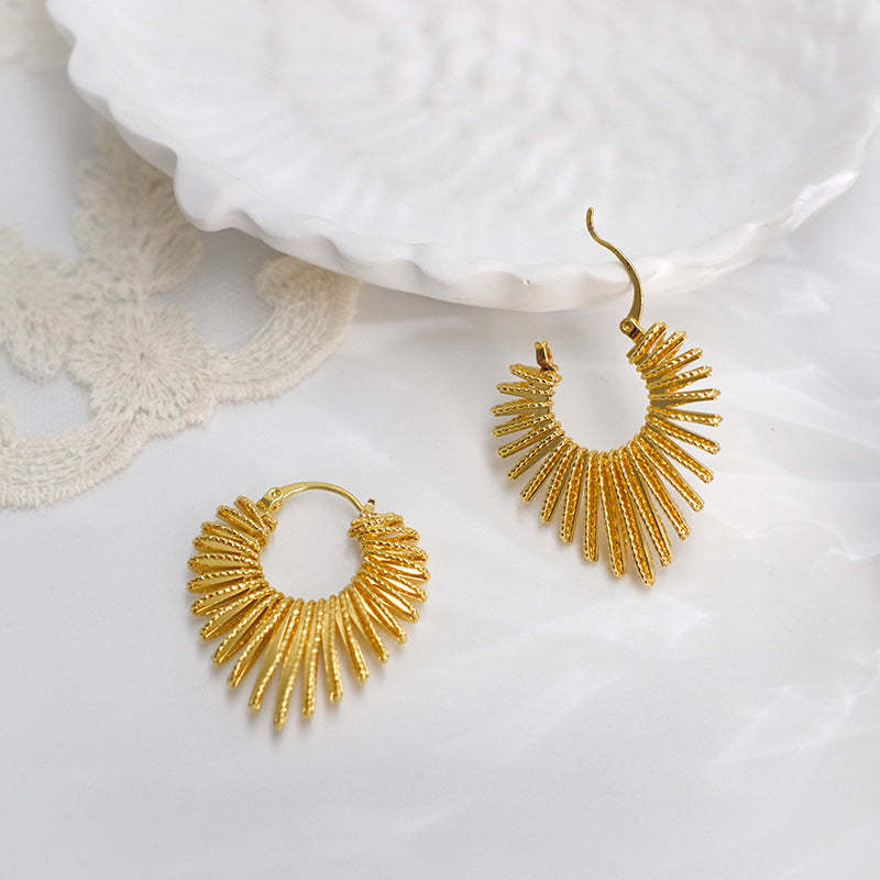 Elegant Gold Heart Drop Earrings with Crystal & Green Zircon