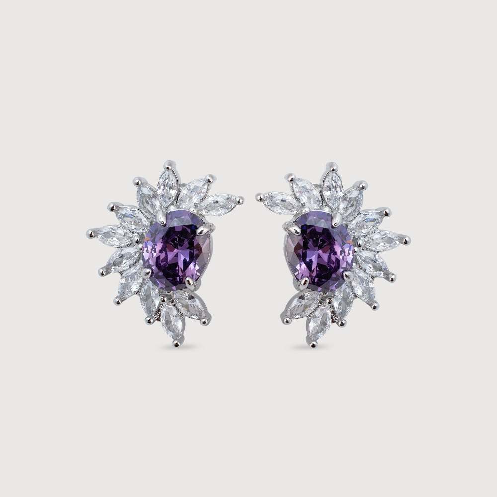Ethereal Violet Floral Studs