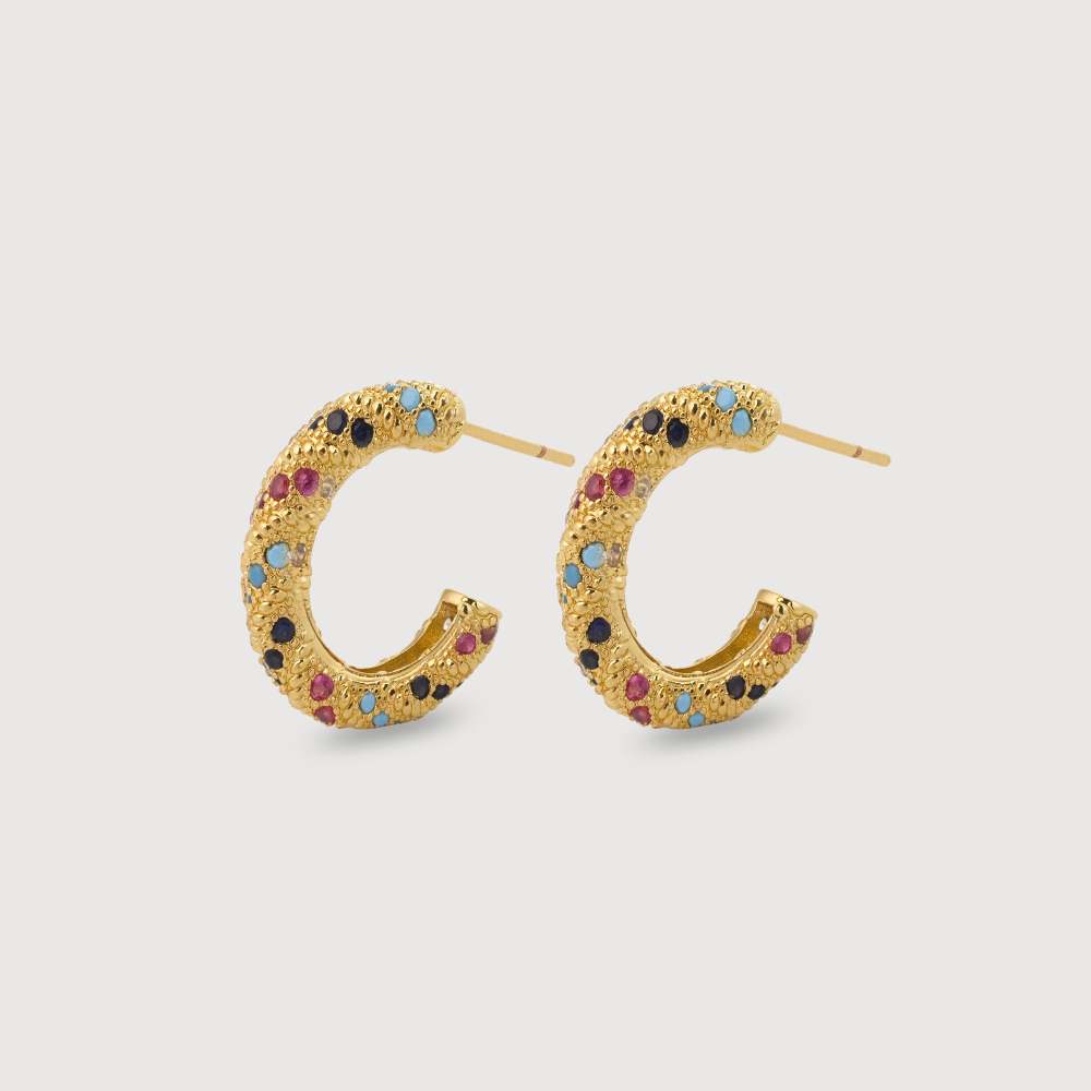 18K Gold-Plated CZ Hoop Earrings