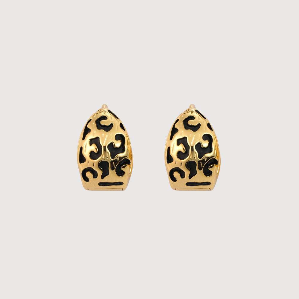 Leopard Heart Huggie Hoop Earrings