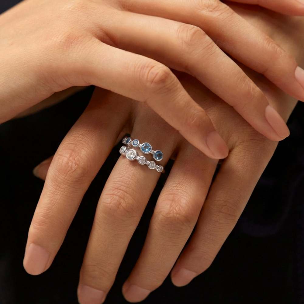 Elegance Blue White Zirconia Adjustable Ring
