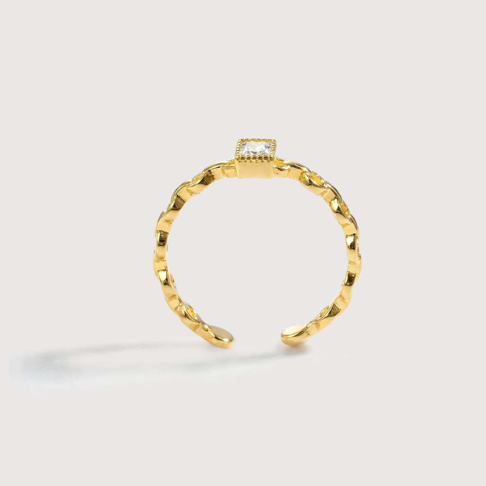 Adjustable Square Crystal Ring