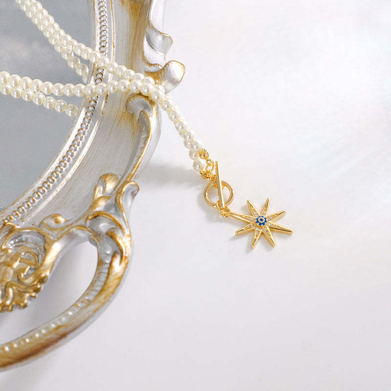 Pearl Chain Star Pendant Necklace