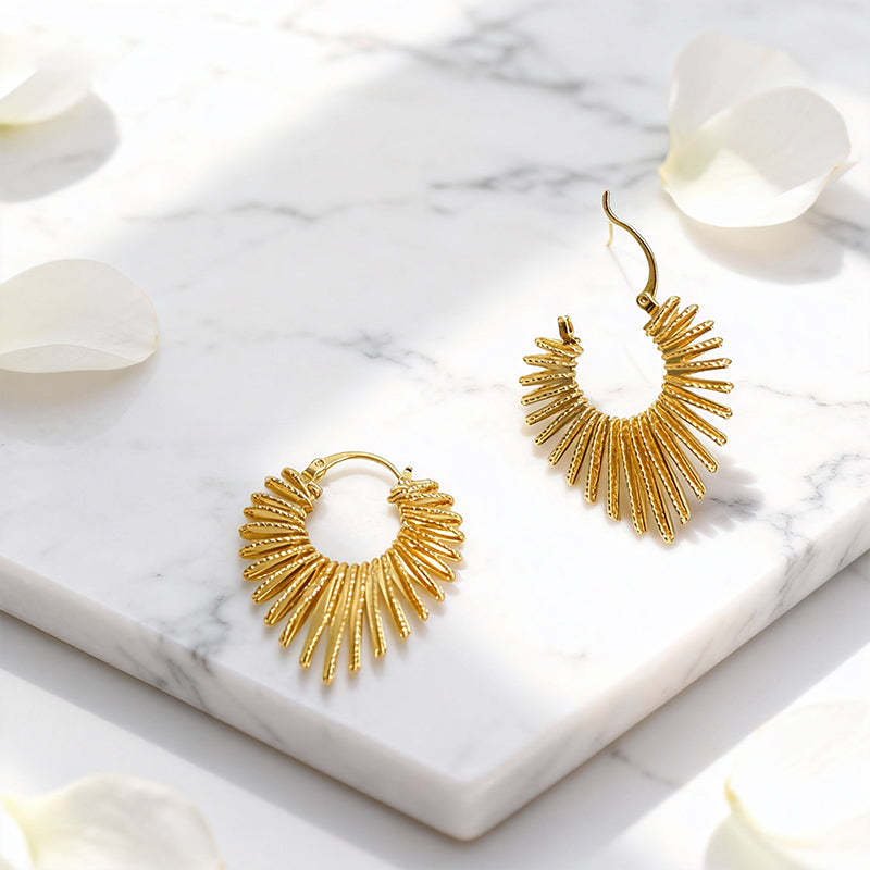 Elegant Gold Heart Drop Earrings with Crystal & Green Zircon
