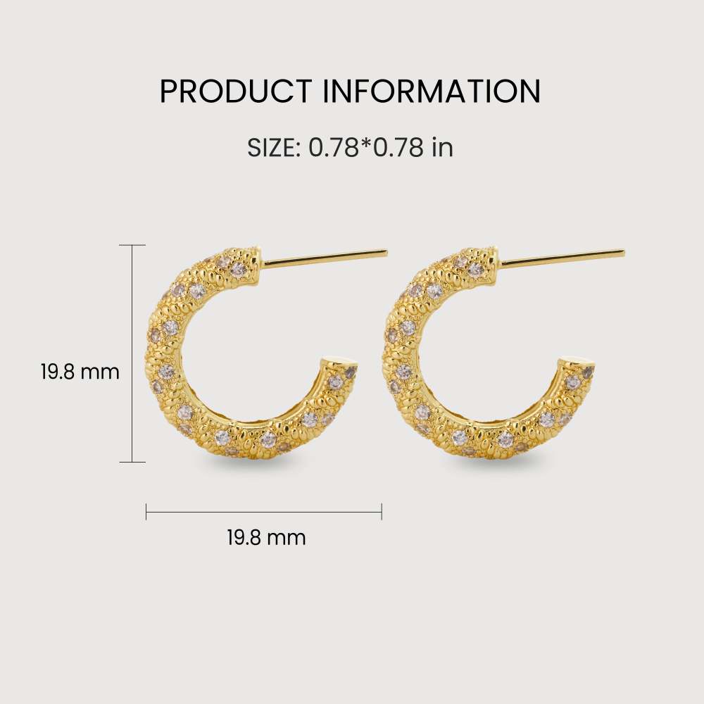 18K Gold-Plated CZ Hoop Earrings