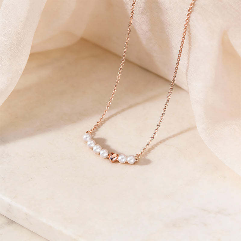 Elegant Rose Gold Pearl Heart Necklace - Dainty Chain, Classic & Chic Everyday Fine Jewelry for Women