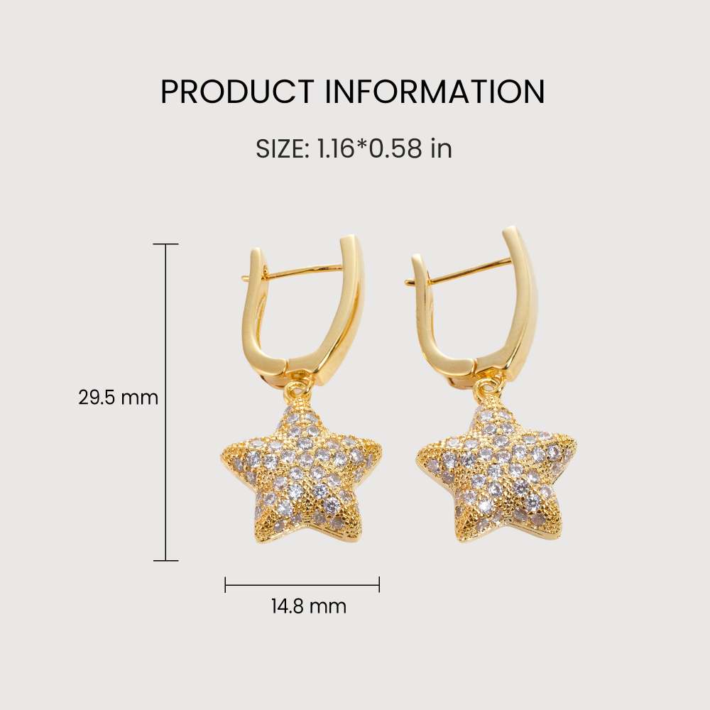 Starfish CZ Earrings in 18K Gold