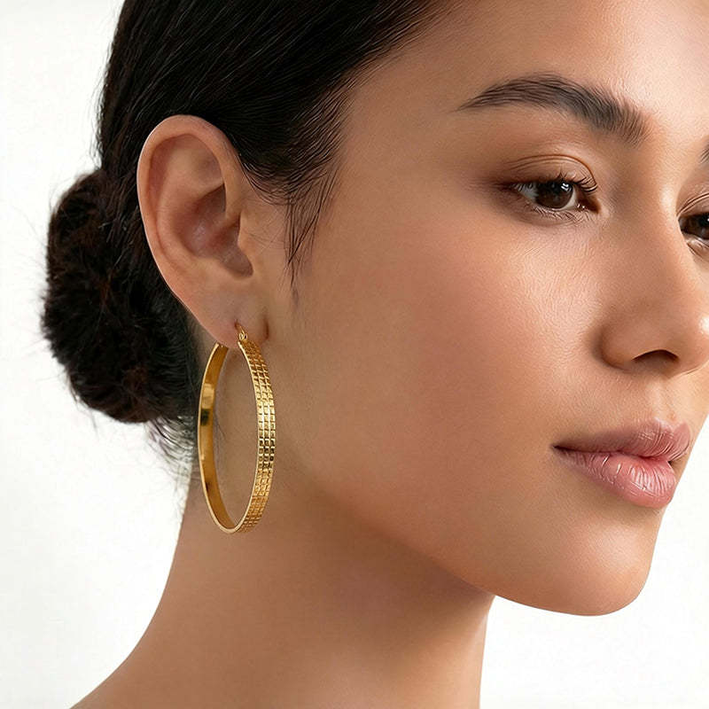 Textured Gold Hoop Earrings