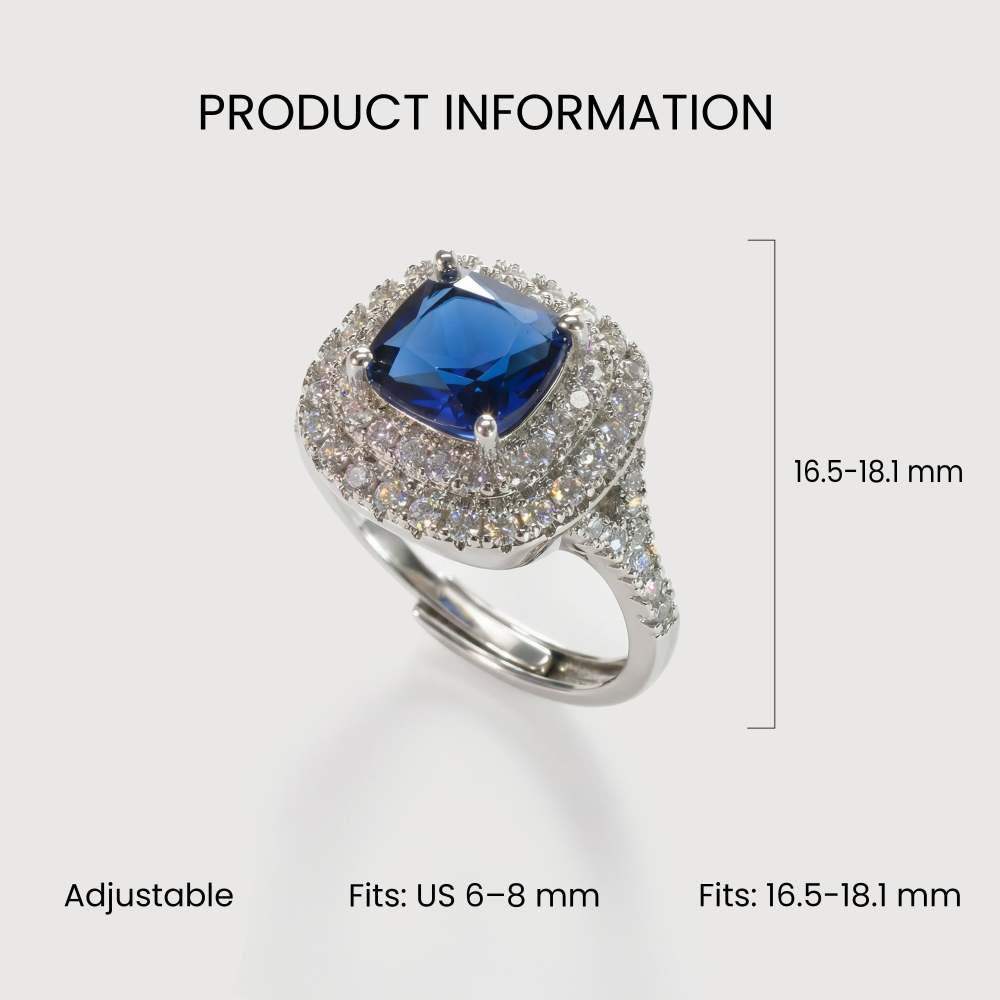 Blue Heart Zirconia Halo Ring