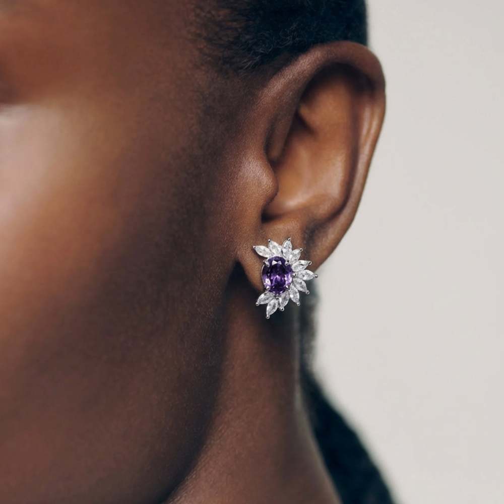 Ethereal Violet Floral Studs