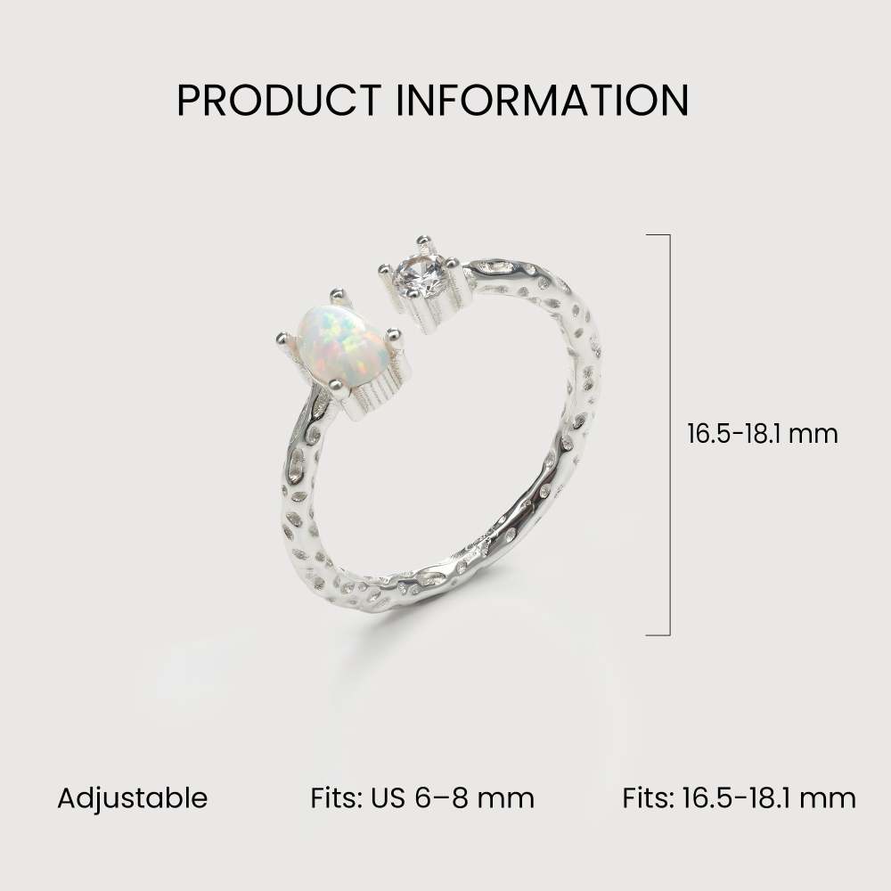 Adjustable Opal & Cubic Zirconia Ring