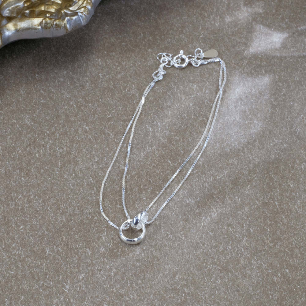 Double Layer Silver Ring Bracelet