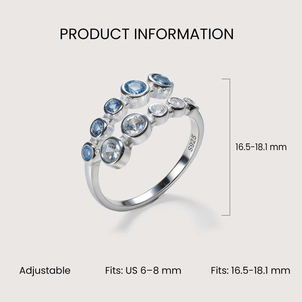 Elegance Blue White Zirconia Adjustable Ring