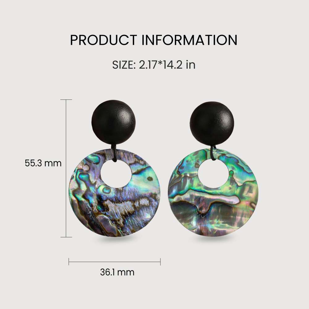 Luminous Abalone Shell Circle Drop Earrings