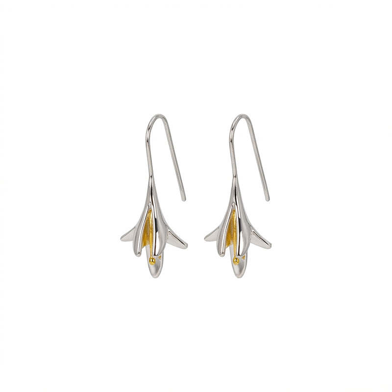 Sterling Silver Drop Earrings with Gold Accent