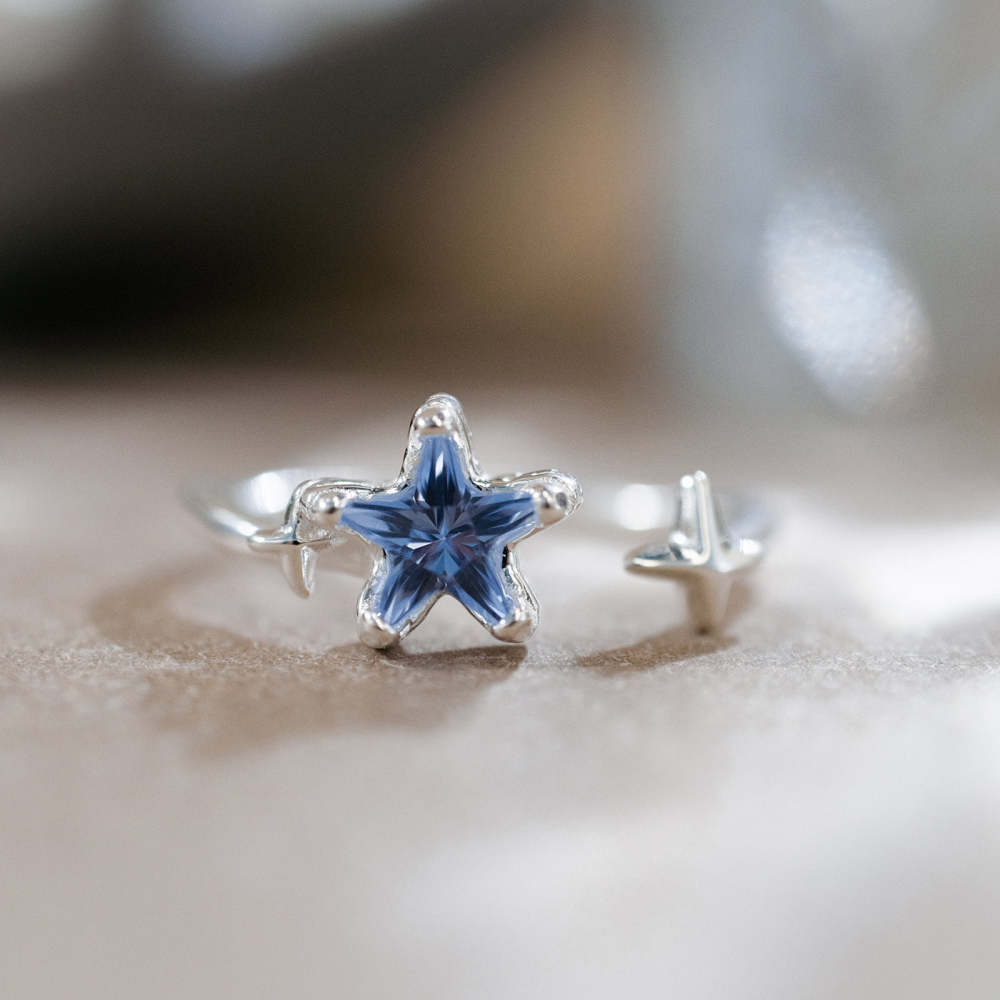 Blue Star Ring in Silver