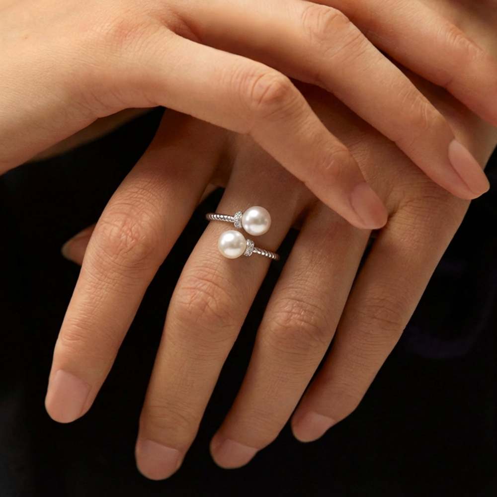 Elegant Dual Pearl Adjustable Ring