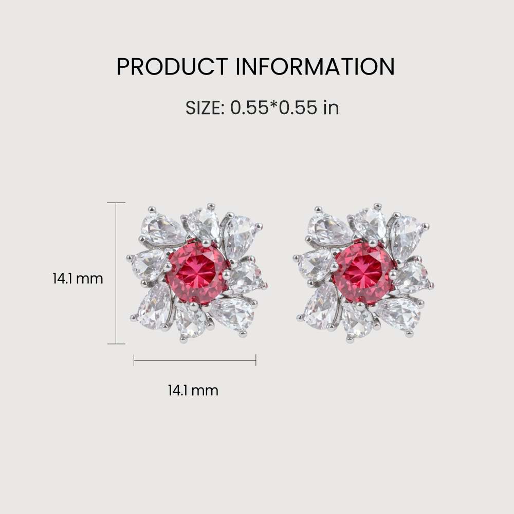 Elegant Ruby Bloom Earrings