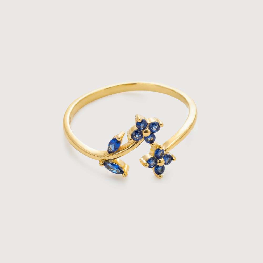 Blue Zirconia Floral Ring