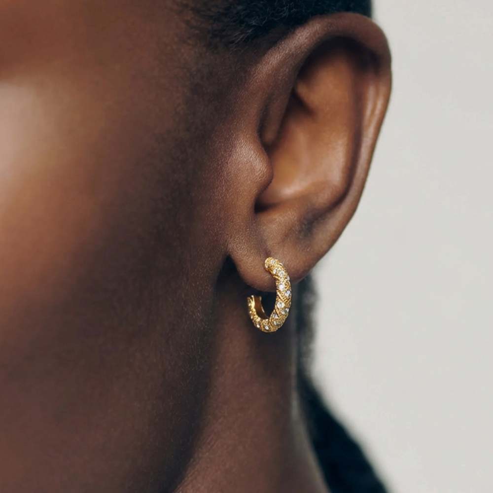 18K Gold-Plated CZ Hoop Earrings