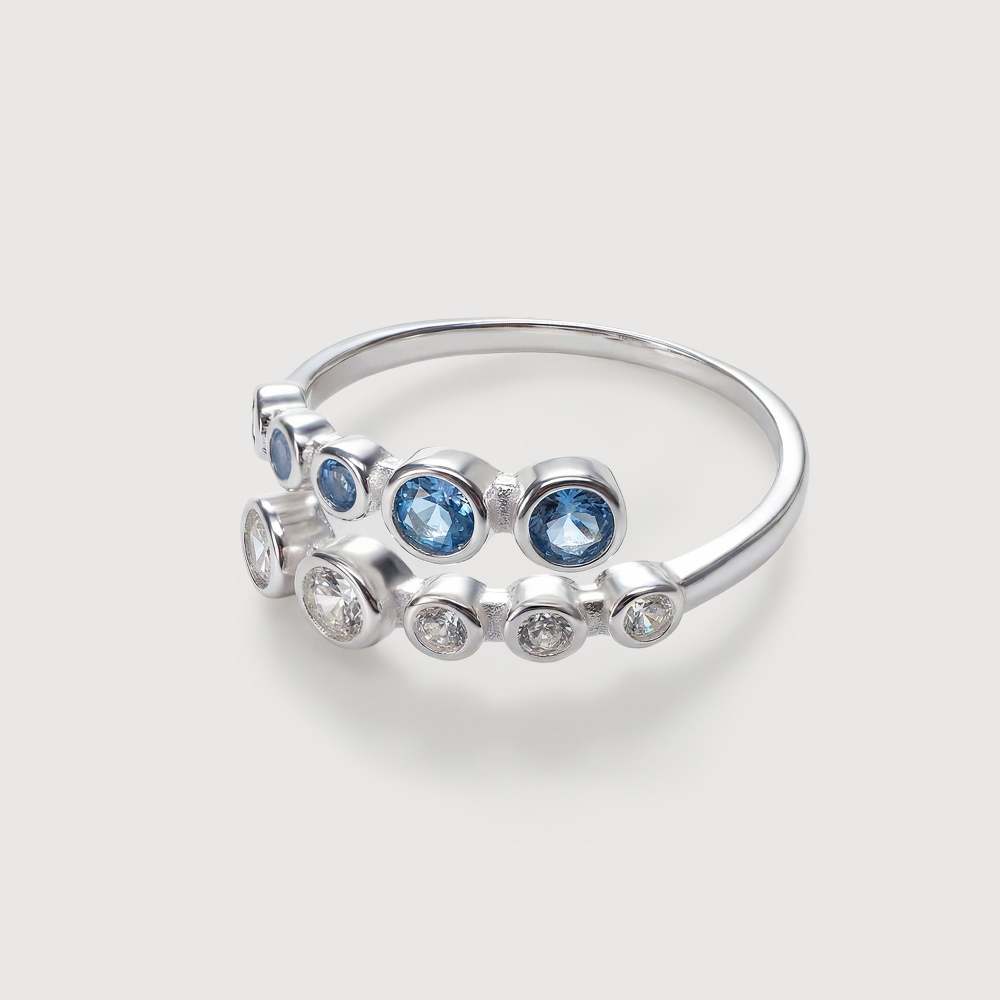 Elegance Blue White Zirconia Adjustable Ring