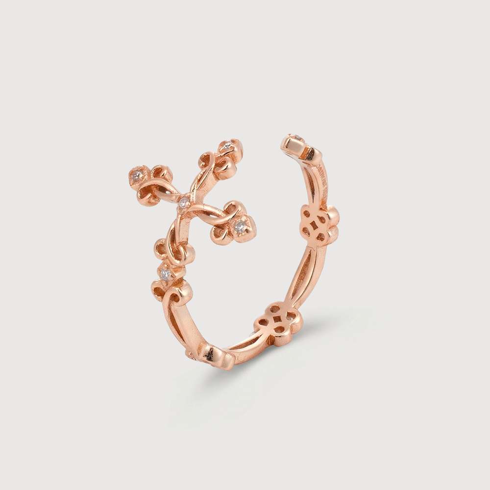 Golden Cross Ring with Diamonds