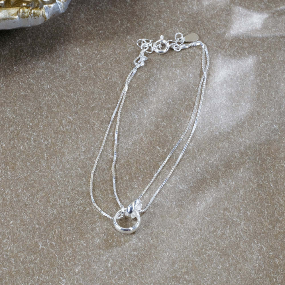 Double Layer Silver Ring Bracelet