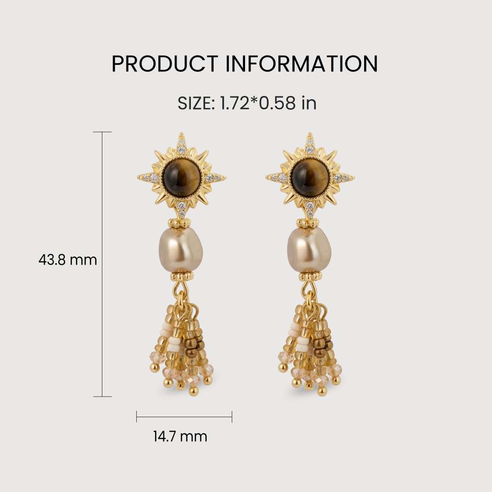 Sunburst Tiger’s Eye Pearl Earrings