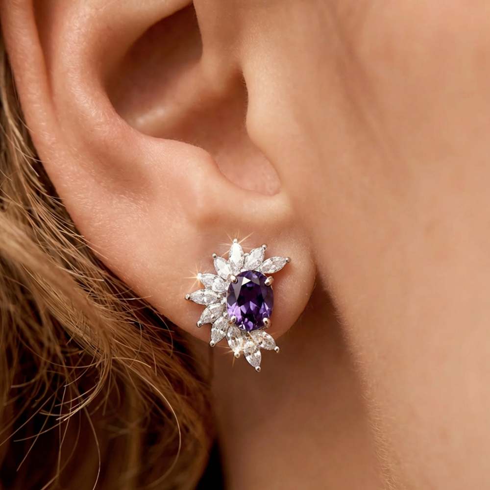 Ethereal Violet Floral Studs