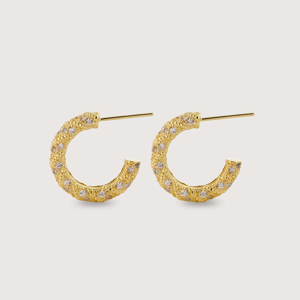 18K Gold-Plated CZ Hoop Earrings