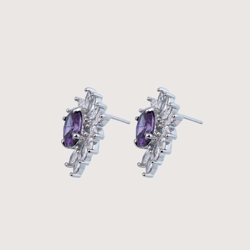 Ethereal Violet Floral Studs
