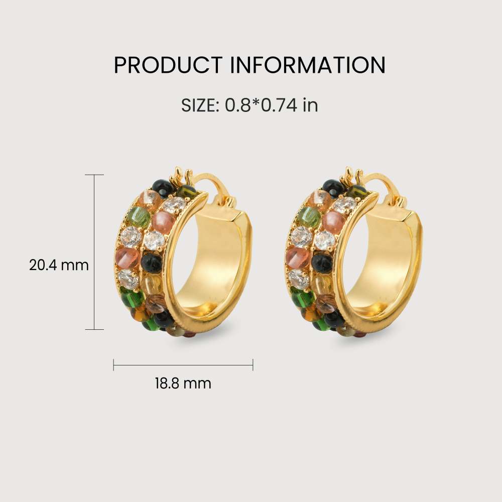 Luxury Rainbow Gemstone Hoop Earrings