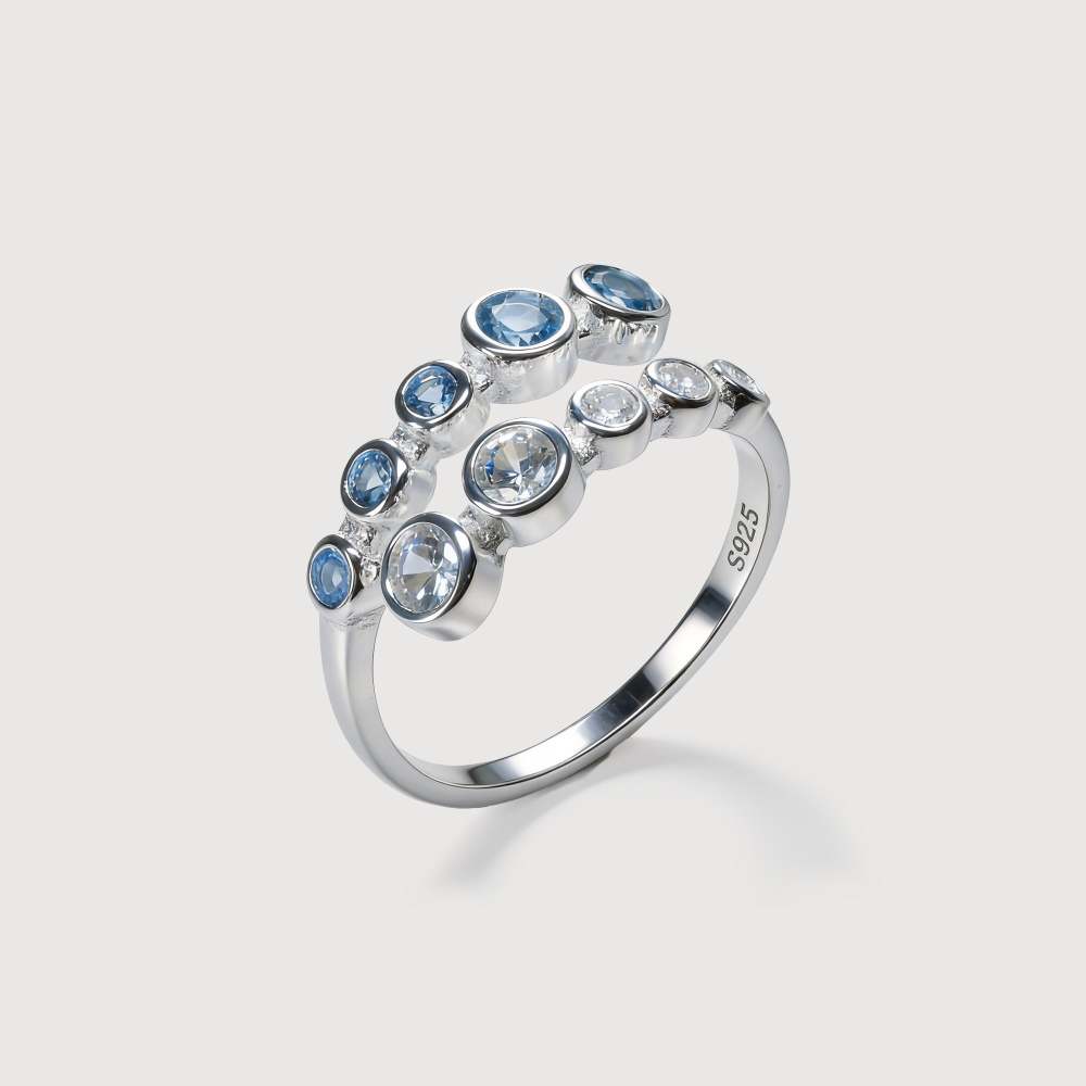Elegance Blue White Zirconia Adjustable Ring