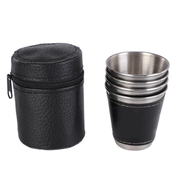 Leather Shot Glasses with PU Pouch